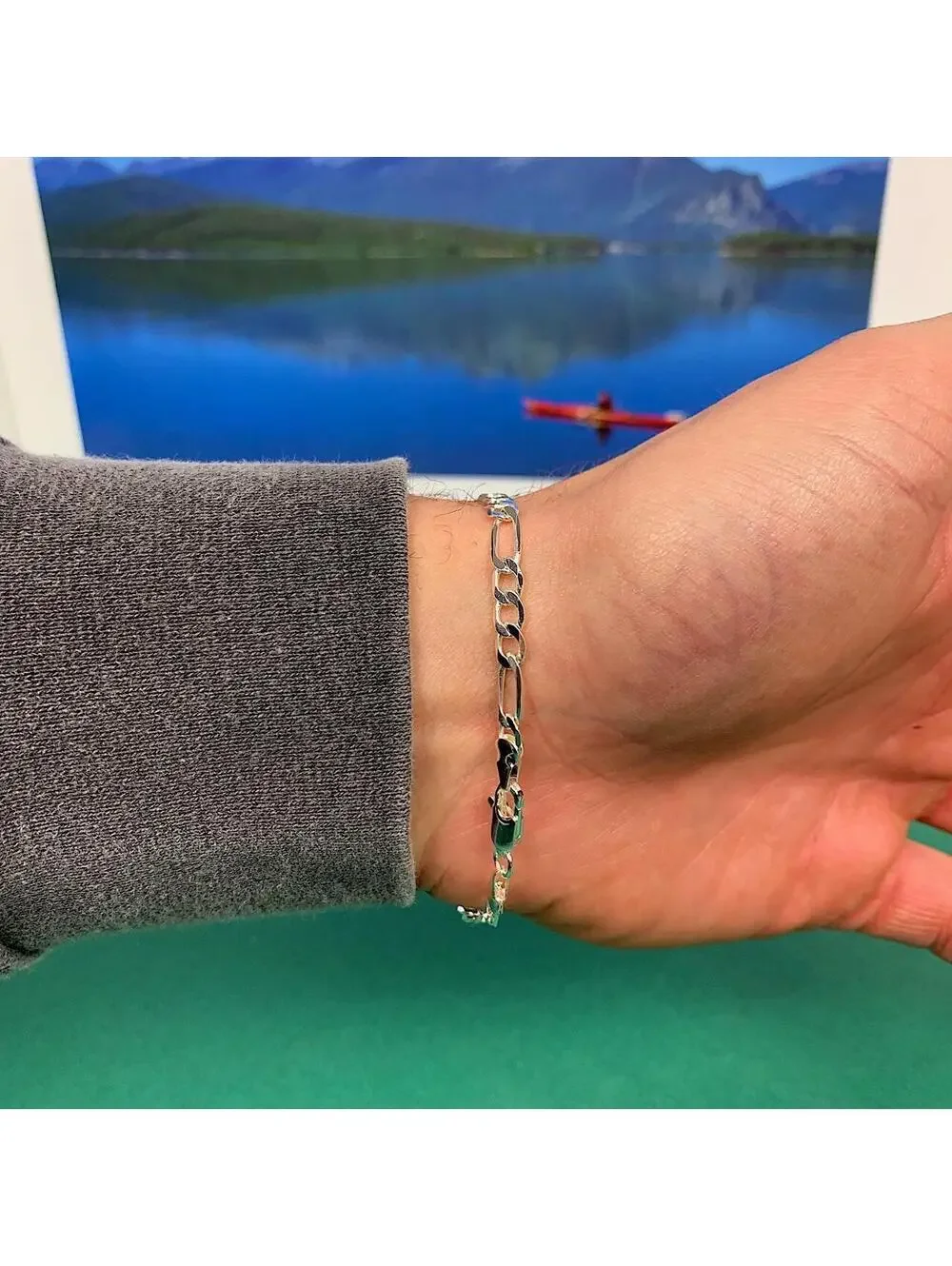 Vintage Y2k Style Silver Saint Marry Cuban Link Figaro Bracelet. Nice quality